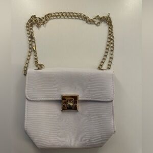 White and Gold Crossbody Bag with Chain Strap